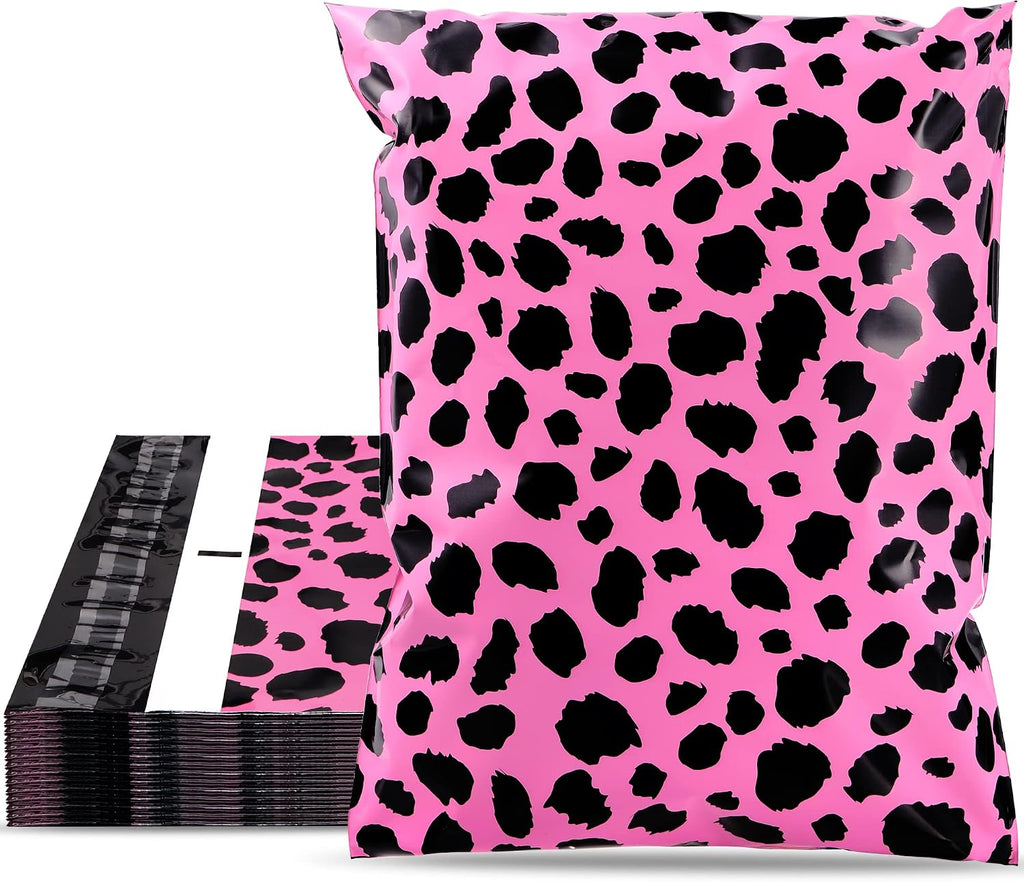 10x13 Inch Poly Mailers, Pink Leopard, 100 Pack Self Sealing