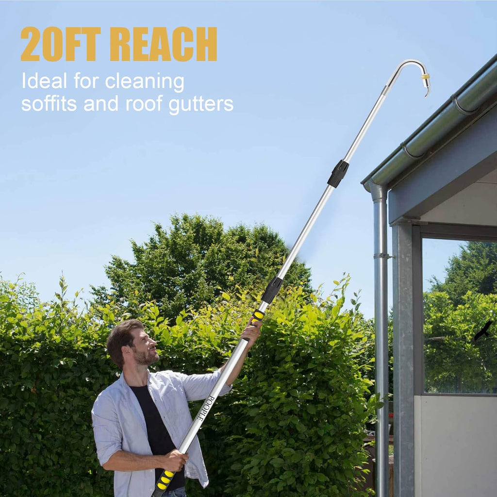 Gutter Cleaning Tools from The Ground, 20FT Reach Telescoping Gutter Cleaner Tool, Rain Gutters Cleaning Wand with