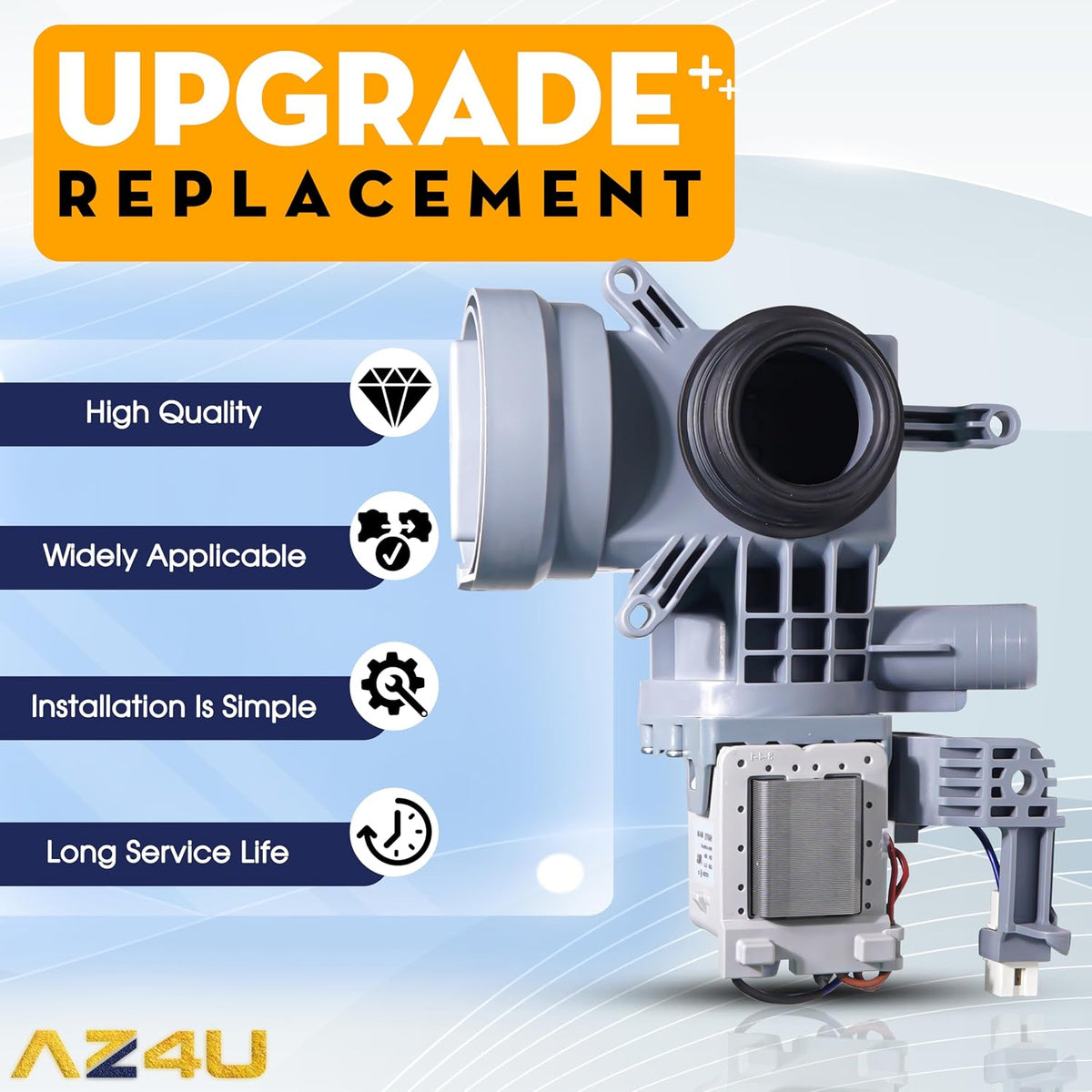 Upgrade For Maytag MHW3505FW0 MHW5500FC0 MHW5500FC1 MHW5500FW0 MHW3000BW2 MHW3505FW1 MHW4200BG2 MHW4300DW0 MHW5100DW0 MHW5400DC0 MHW6000AW1 MHW7100DC0 MHW7100DW0 MHW5500FW1 Replaces Washer Drain Pump