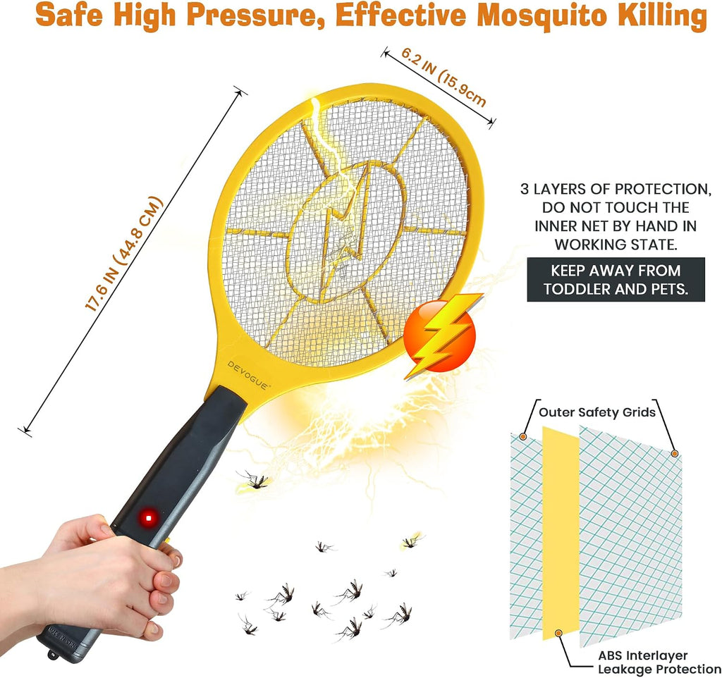 Electric Fly Swatter Bug Zapper Battery Operated Flies Killer Indoor and Outdoor Pest Control Mosquito Zapper and