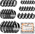 32 PCS Black Hose Clamps Assortment Kit 1/4"–2" (6-51mm) Hose Clamps Stainless Steel 304 Worm Gear Fuel Line Hose
