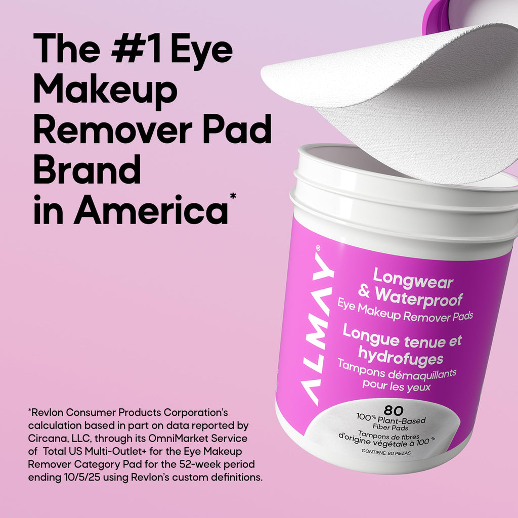 Longwear & Waterproof Eye Makeup Remover Pads, 120 Count