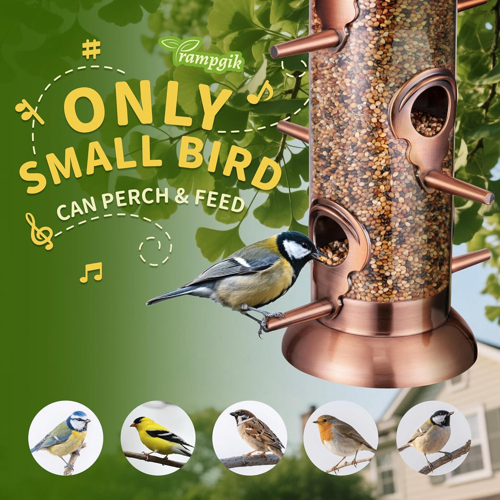 Bird Feeders for Outdoors,13 Inch 6 Ports Squirrel Proof Bird Feefers,Finch Feeder for Outside,Chew-Proof Metal