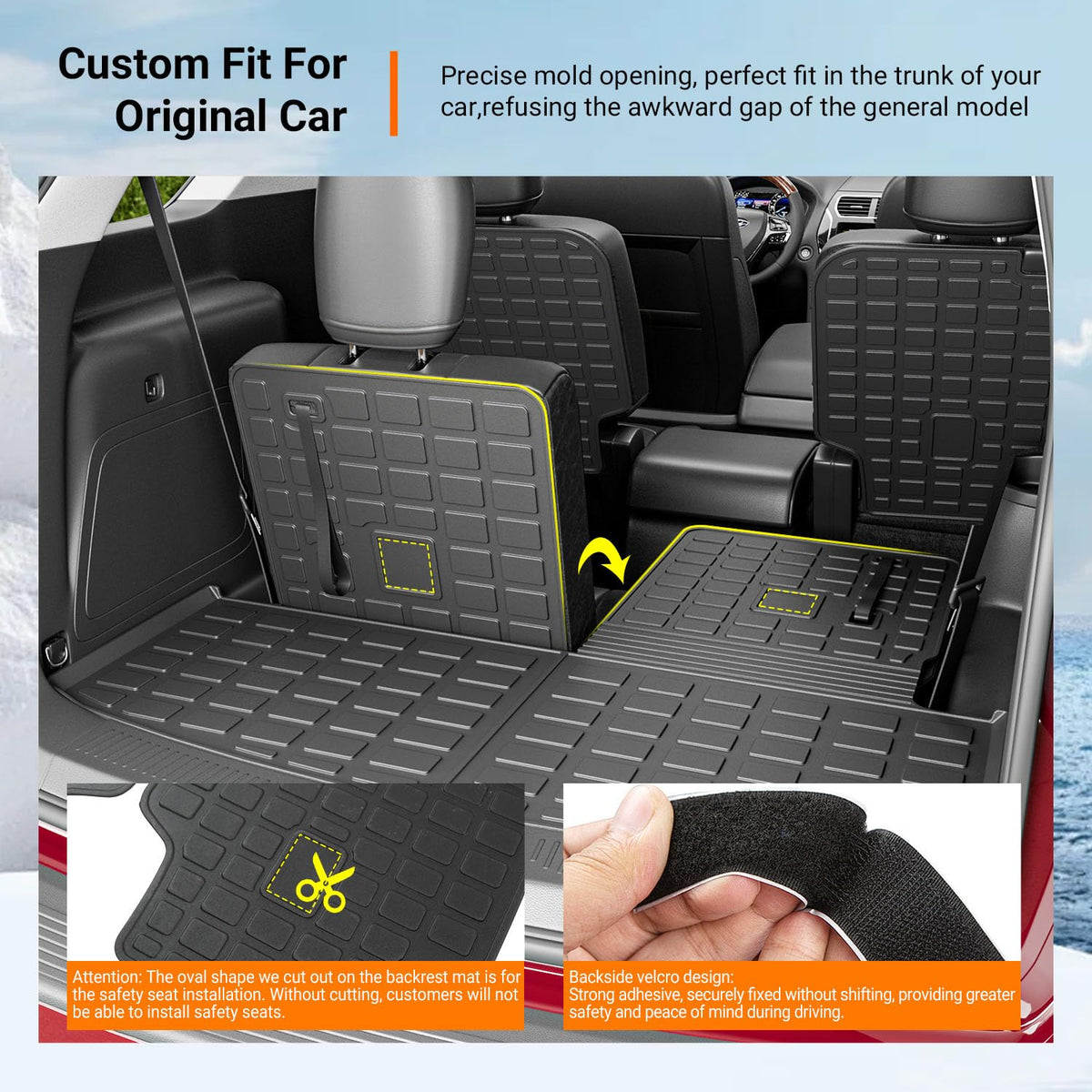 Cargo Mat with Backrest Mats Compatible with 2020-2026 Ford Explorer