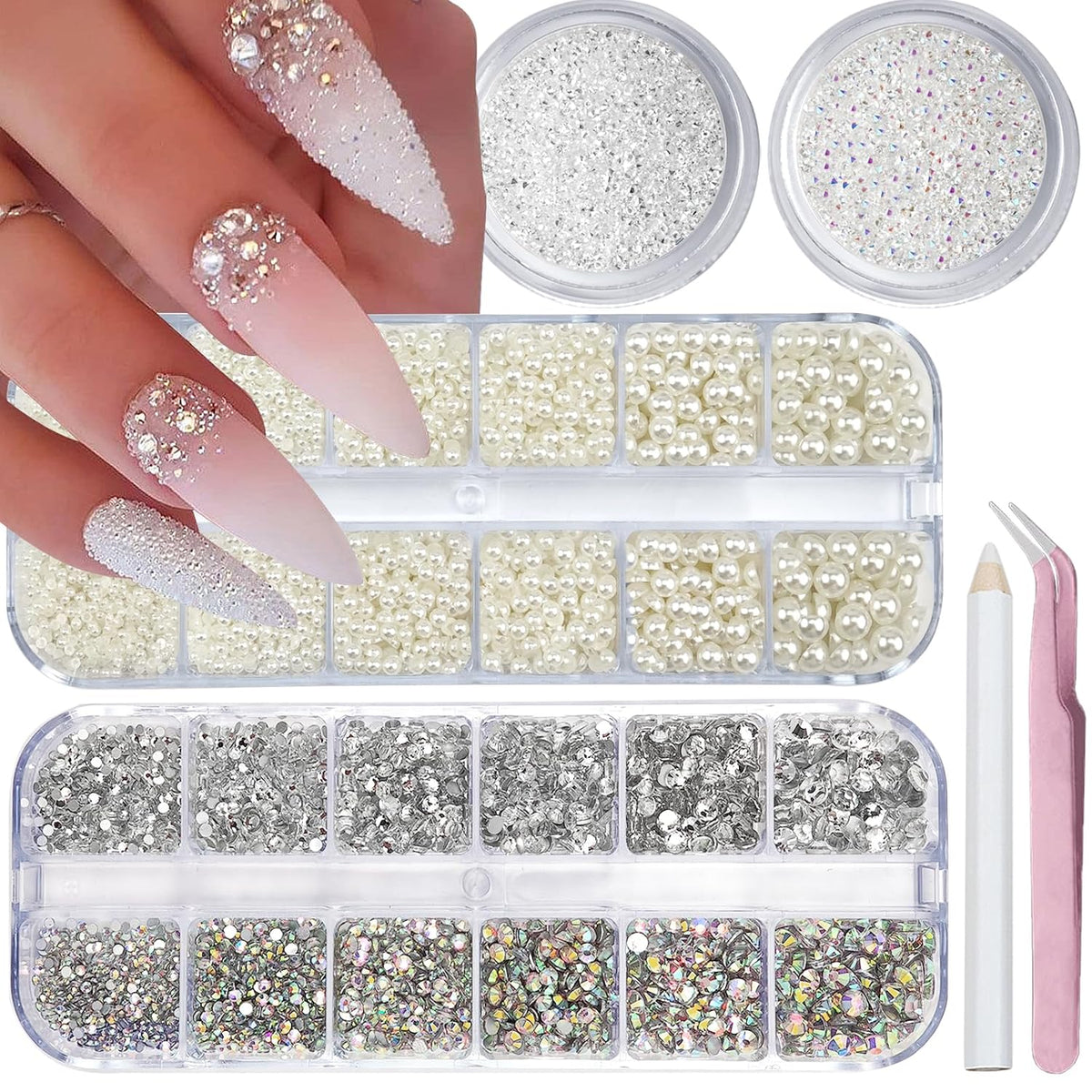 Flatback Nail Pearls Rhinestones for Nail Art DIY Nail Charms