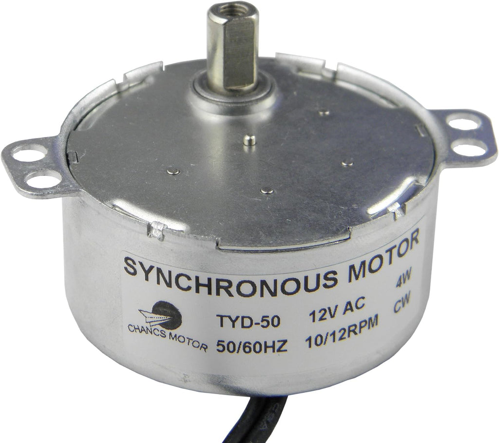 CHANCS Synchronous Synchron Motor TYD-50 12V AC 10-12RPM Flush Shaft 11mm Fixed Rotation CW Electric Motor