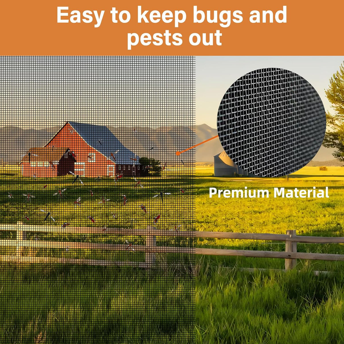 Window Screen Replacement Kit Width:48in Length:158 Fiberglass|Includes Full Set of Tools | Suitable for Windows