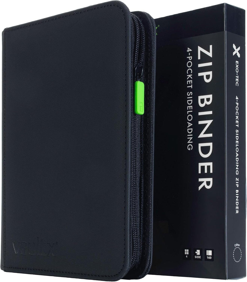 4 Pocket Zip Trading Card Binder 160 Cards Exo-Tec (Black) | Holds 160 standard-size TCG cards in 20 side-loading