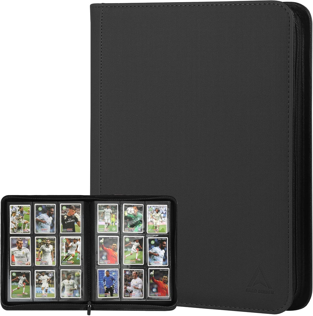9 Pocket Card Binder - 540 Capacity with Zip Closure Premium, Double-Sided,Sturdy & Sleek PU Leather Protector for