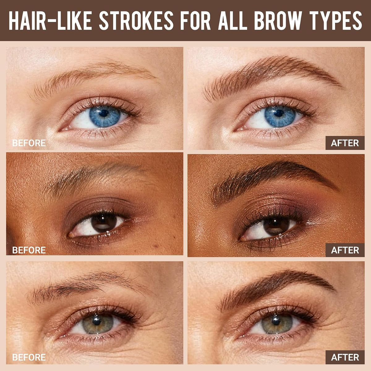 Eyebrow Pencils for Women - Eyebrow Pen 2 Pack, Precise 4-Tip Brow Pencil for Natural-Looking Fuller Brows, Hair-Like