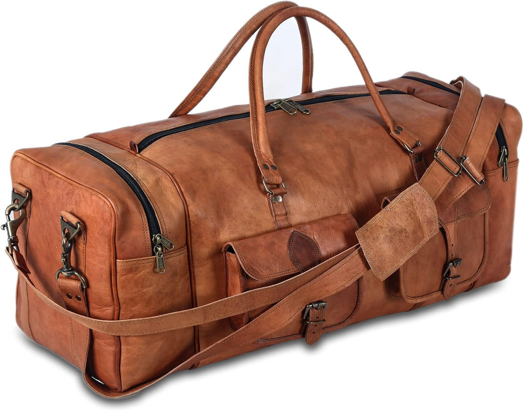 Large 32 inch duffel bags for men holdall leather travel bag overnight gym sports weekend bag