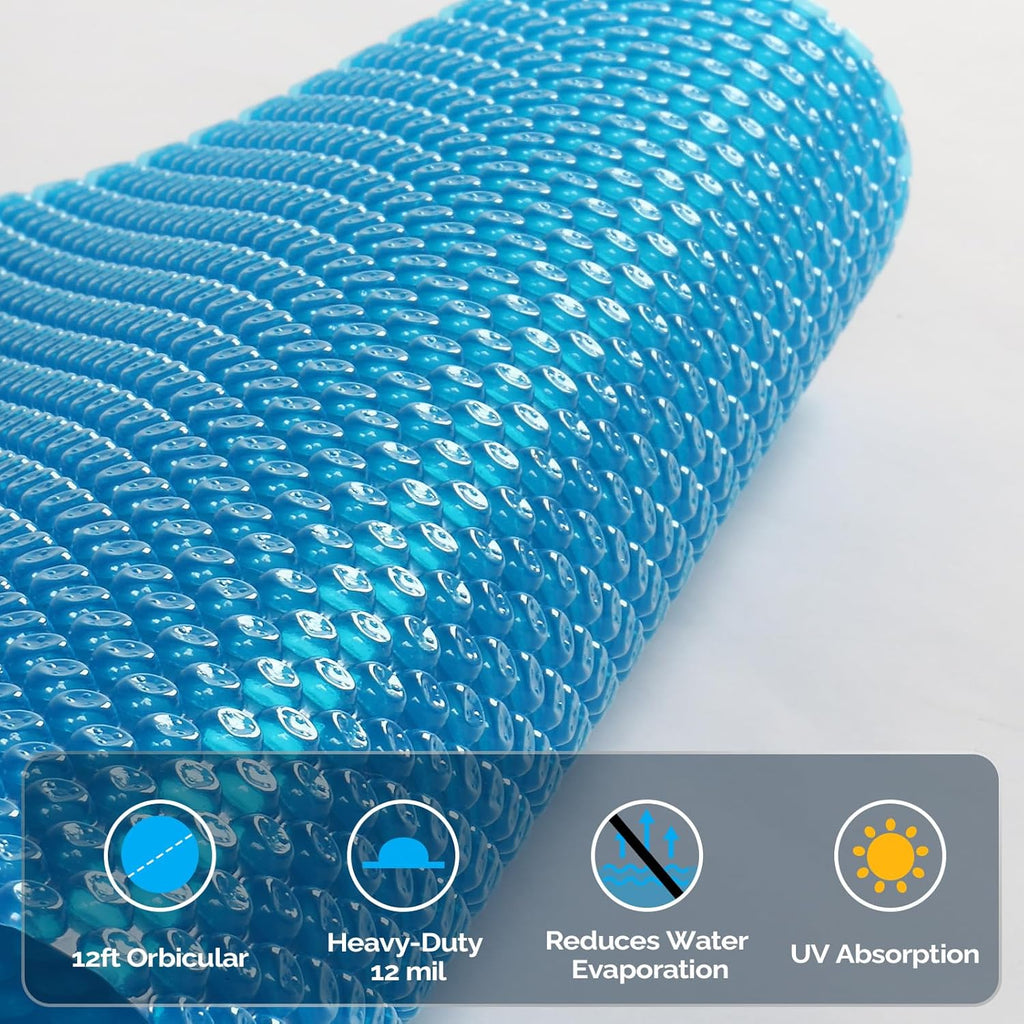 12 Mil Premium Solar Pool Cover – 12 FT Round Solar Blanket for Inground & Above-Ground Pools, Ultra-Durable Blue