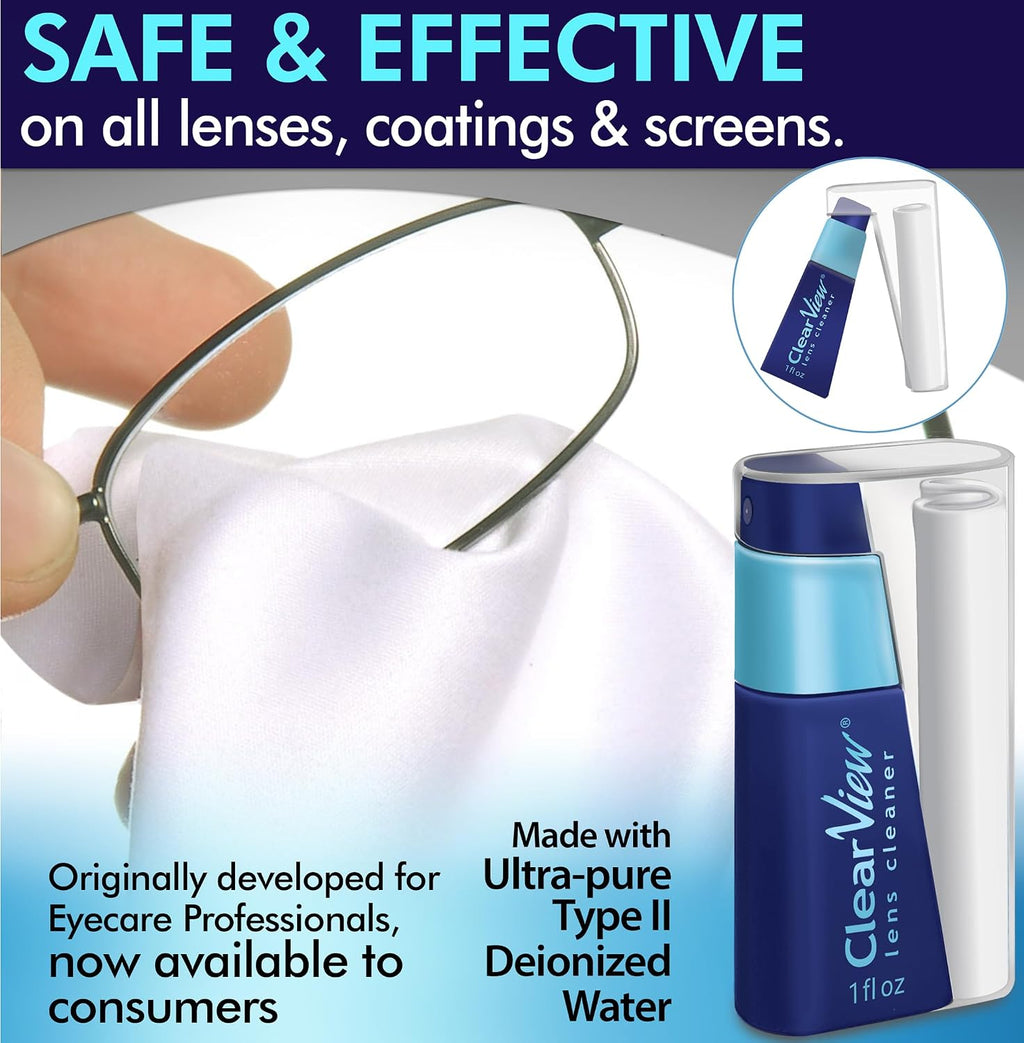 Portable Lens Cleaner Kit, Eyeglass Lens Cleaner Spray Kit with Cloth | Refillable spray plus soft microfiber cloth