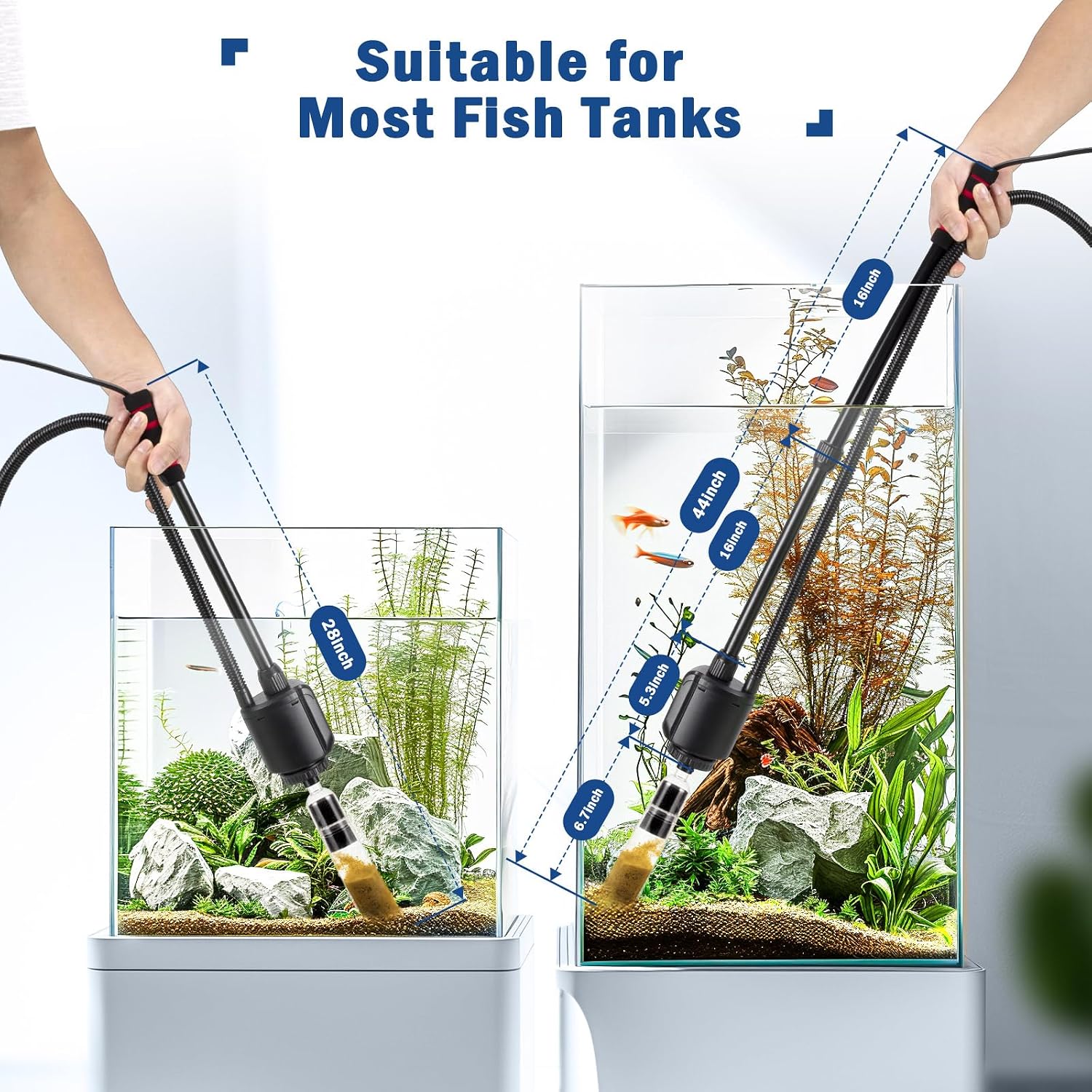 Electric Aquarium Vacuum Gravel Cleaner, 6 in 1 Automatic Fish Tank Vacuum Cleaning Tools Kit Water Changer