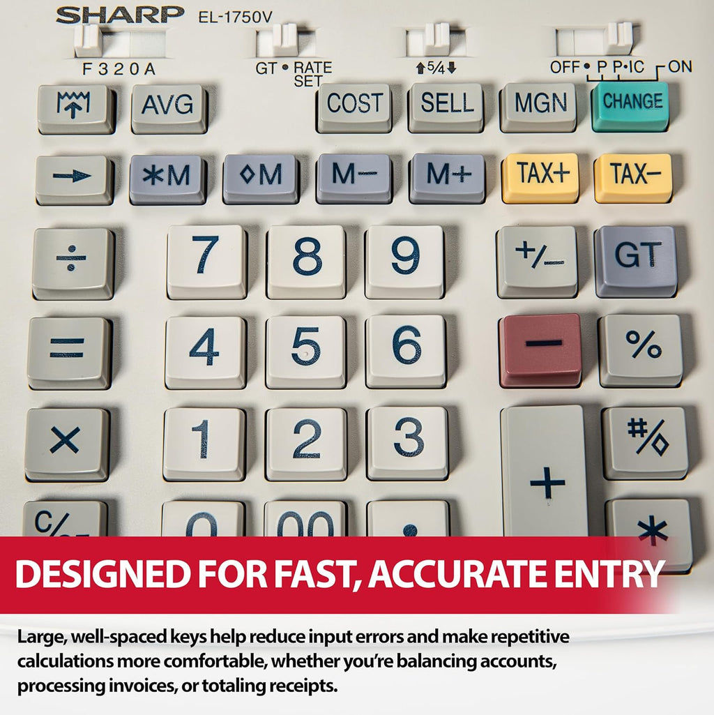 EL-1750V Two-Color Printing Calculator 2 Lines/Sec 3" Black/Red