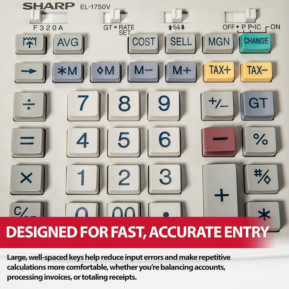 EL-1750V Two-Color Printing Calculator 2 Lines/Sec 3" Black/Red