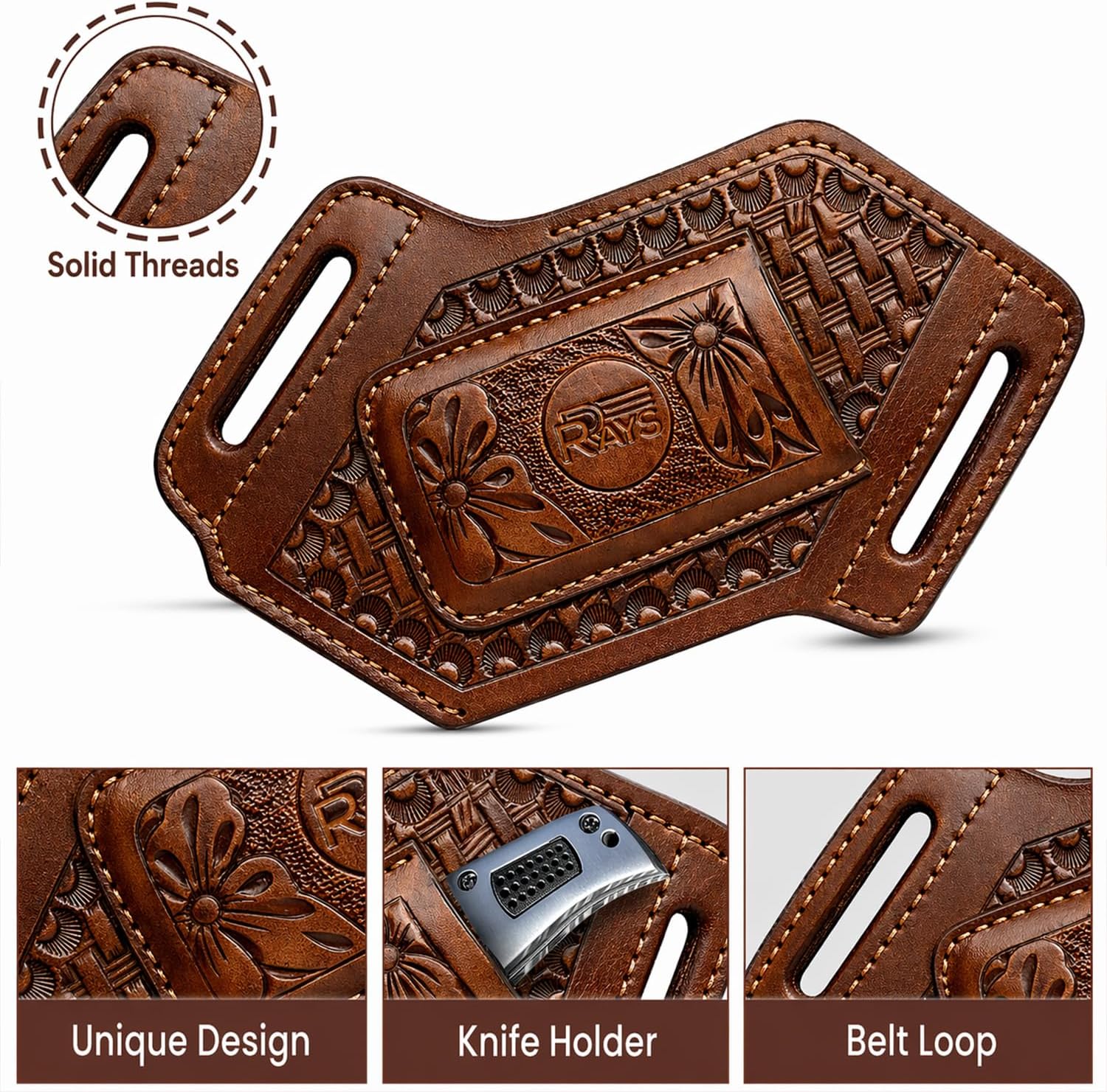 Leather Knife Sheath for Belt Pocket Folding Knife Holder Compact Draw Knifes Carrier EDC Tools Holster
