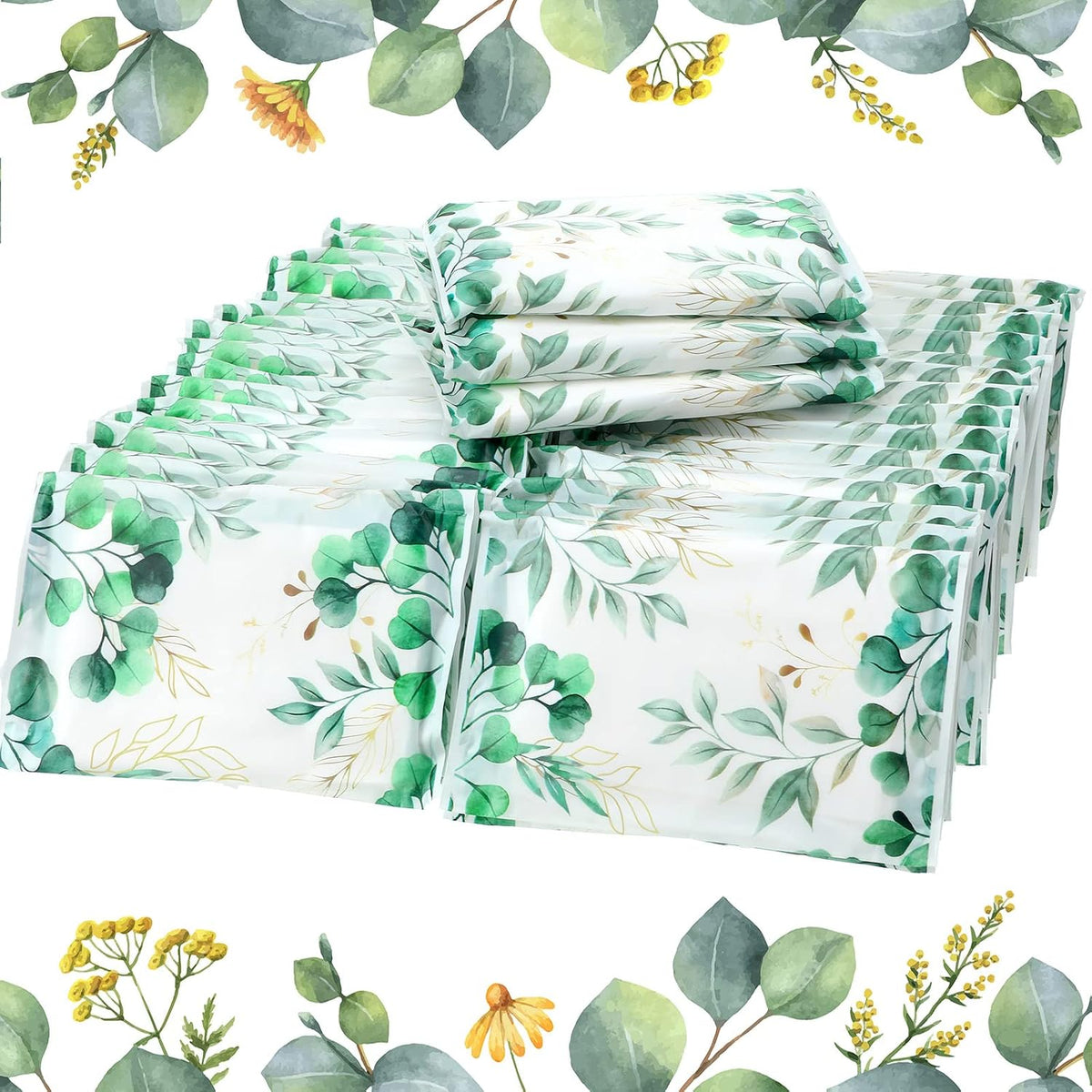 50 Pack Travel Tissue Packets Facial Paper Napkins, Eucalyptus Leaf