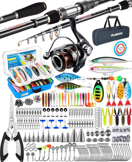 Fishing Gear - Telescopic Fishing Rod and Reel Combo with Tackle Box, Collapsible Rod and Lures Box, Travel Fish Pole