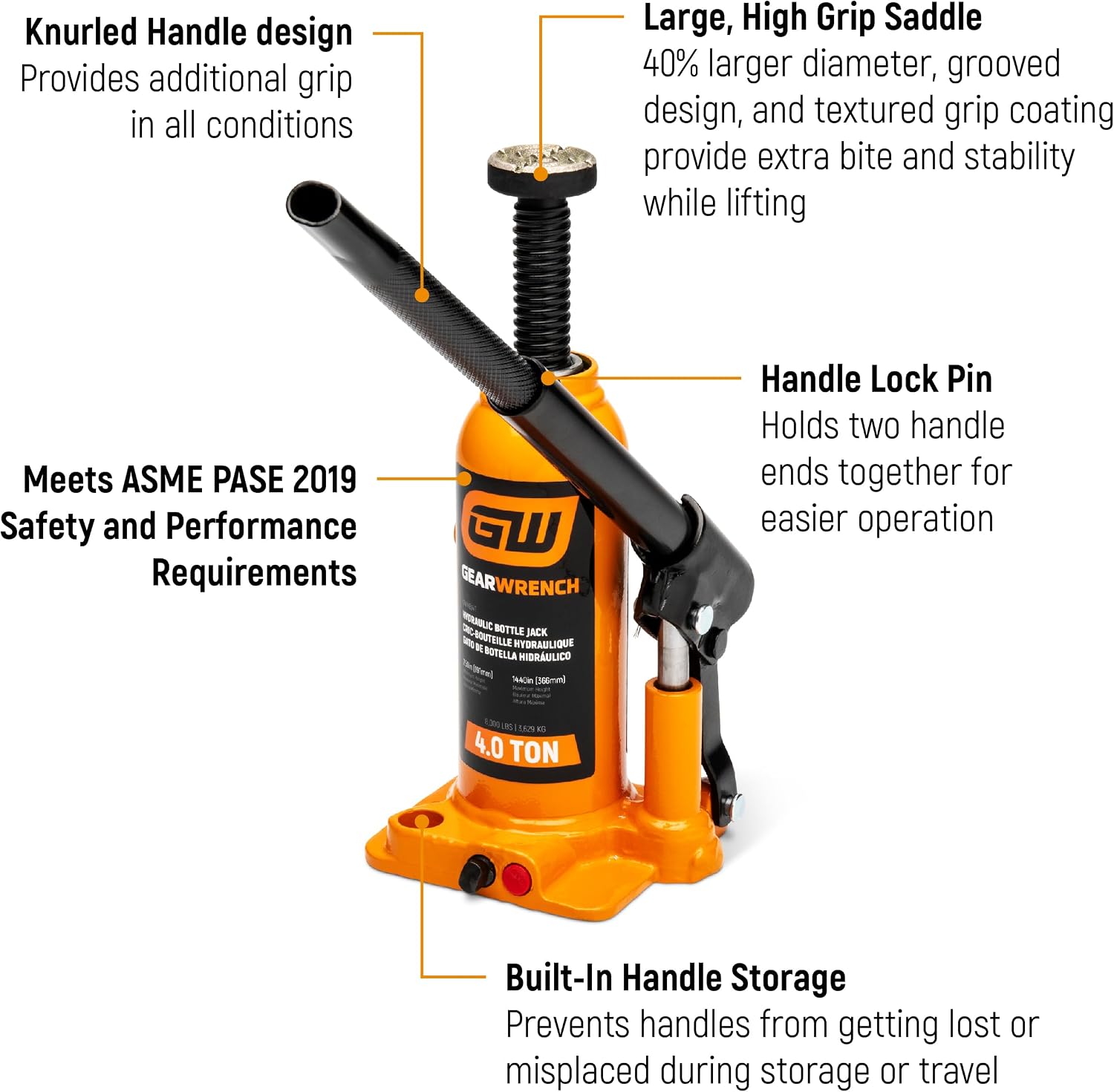 4 Ton Hydraulic Bottle Jack | GWHBJ4T