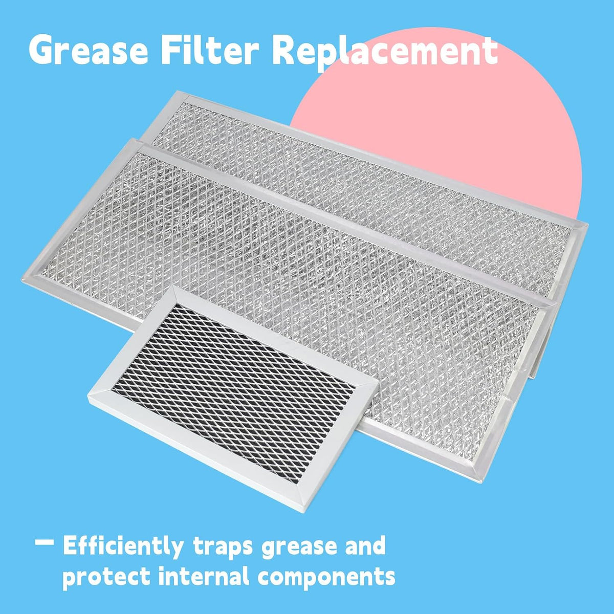 3 Pcs Grease Filter Kit Compatible with GE Microwave Oven JVM6175SF1SS JVM6175SK1SS JVM6175SK2SS JVM6175SK3SS