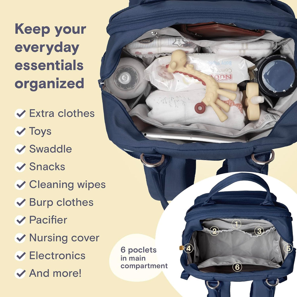 Diaper Bag Backpack-Multifunction Baby Travel Bag with Changing pad, Insulated Bottle Holders & Pacifier Case, Large