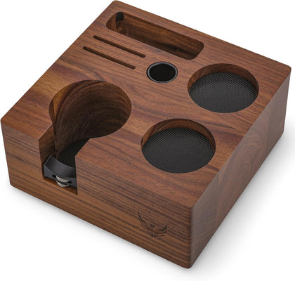 Walnut Espresso Tamping Station 54mm for Breville – Coffee Accessories Organizer Tamper, Distributor Portafilter