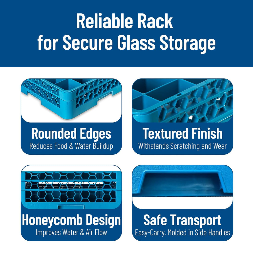 Carlisle Commercial Dishwasher Glass Rack, 25 Compartments, 2 Extenders