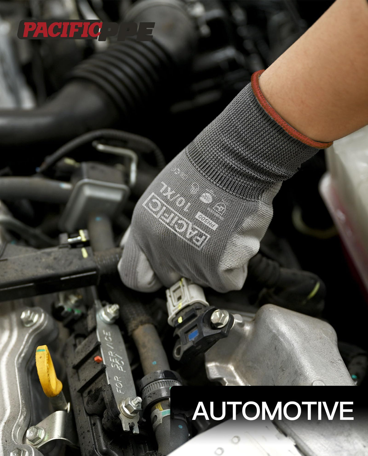 PU Coated Grip Work Gloves, Touchscreen, Seamless Knit, Small