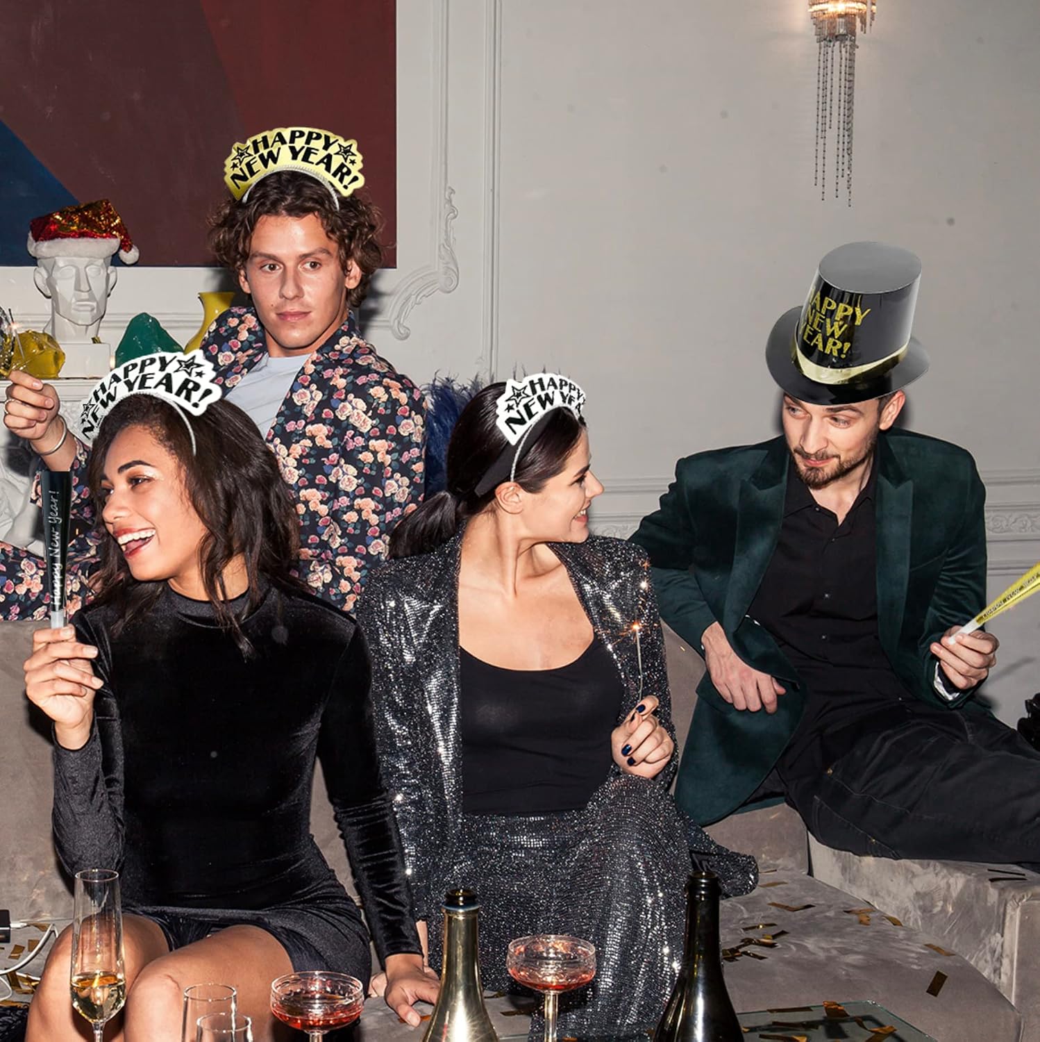 20 Pcs New Years Eve Party Supplies 2026– Includes 5 Black Gold New Years Eve Hats, 5 Tiaras, & 10 New Years Eve