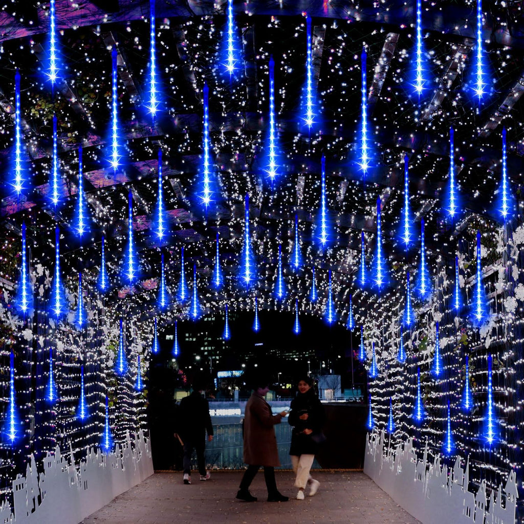 Christmas Lights Outdoor,12-inch LED Meteor Shower Icicle Lights, 10 Tubes 240 LED String Lights. Waterproof Plug