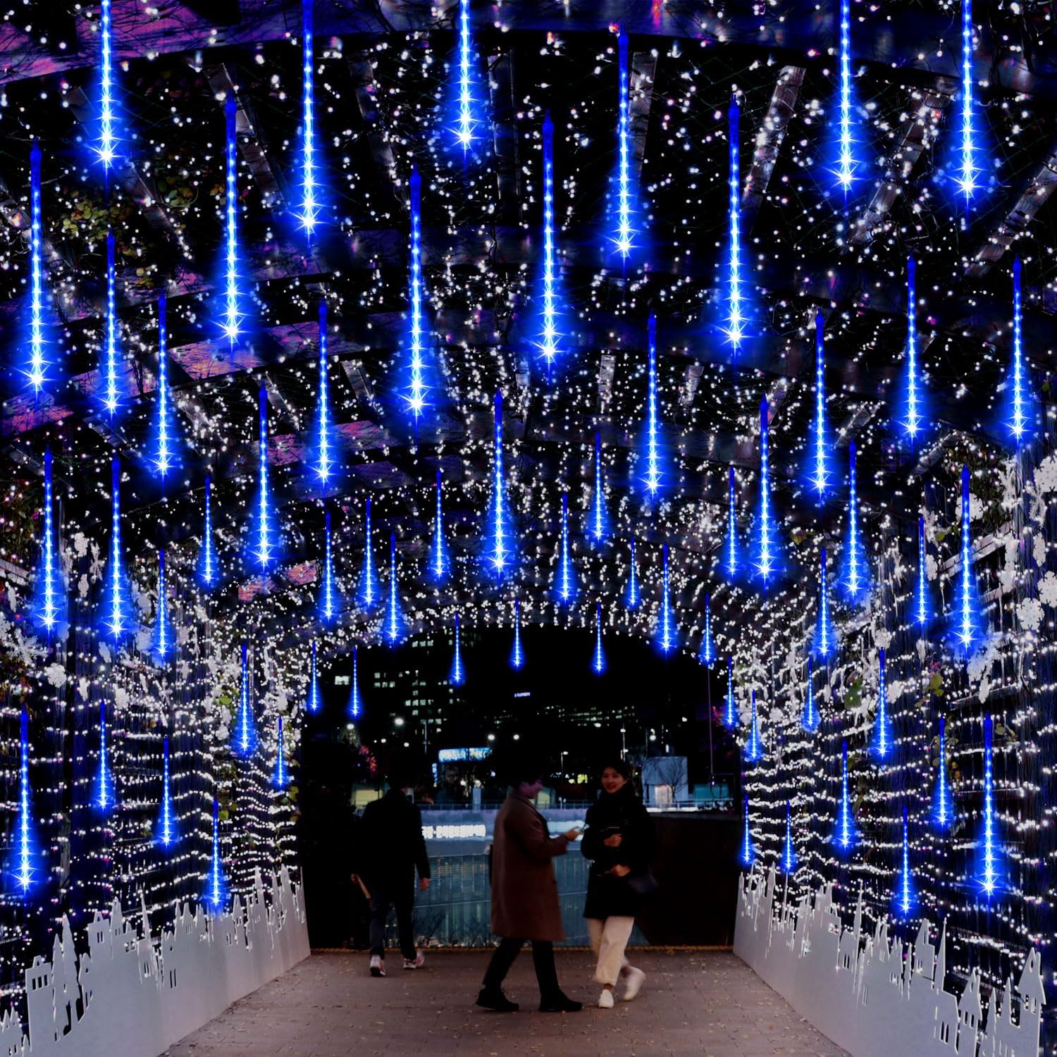 Christmas Lights Outdoor,12-inch LED Meteor Shower Icicle Lights, 10 Tubes 240 LED String Lights. Waterproof Plug
