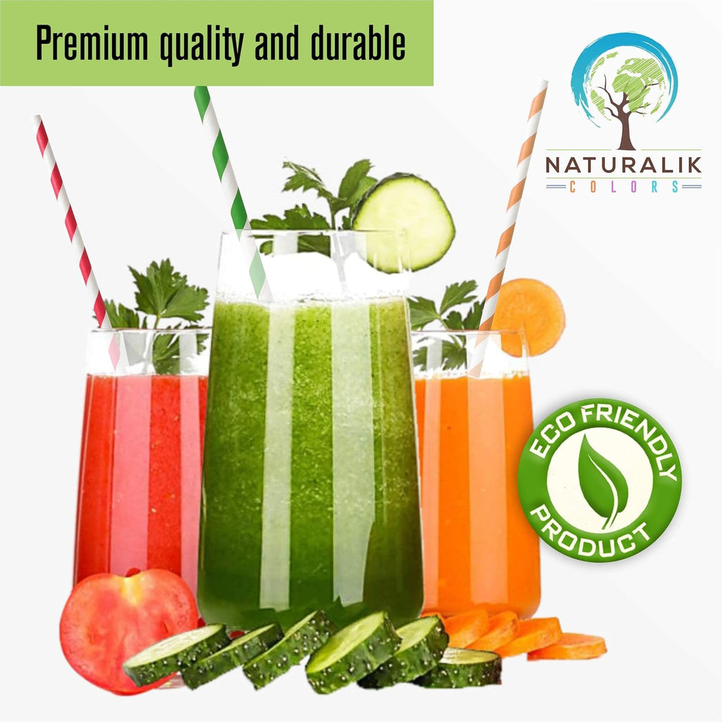 300-Pack Multi-Color Extra Durable Paper Straws - Biodegradable Premium Paper Straws for Juices, Restaurants and