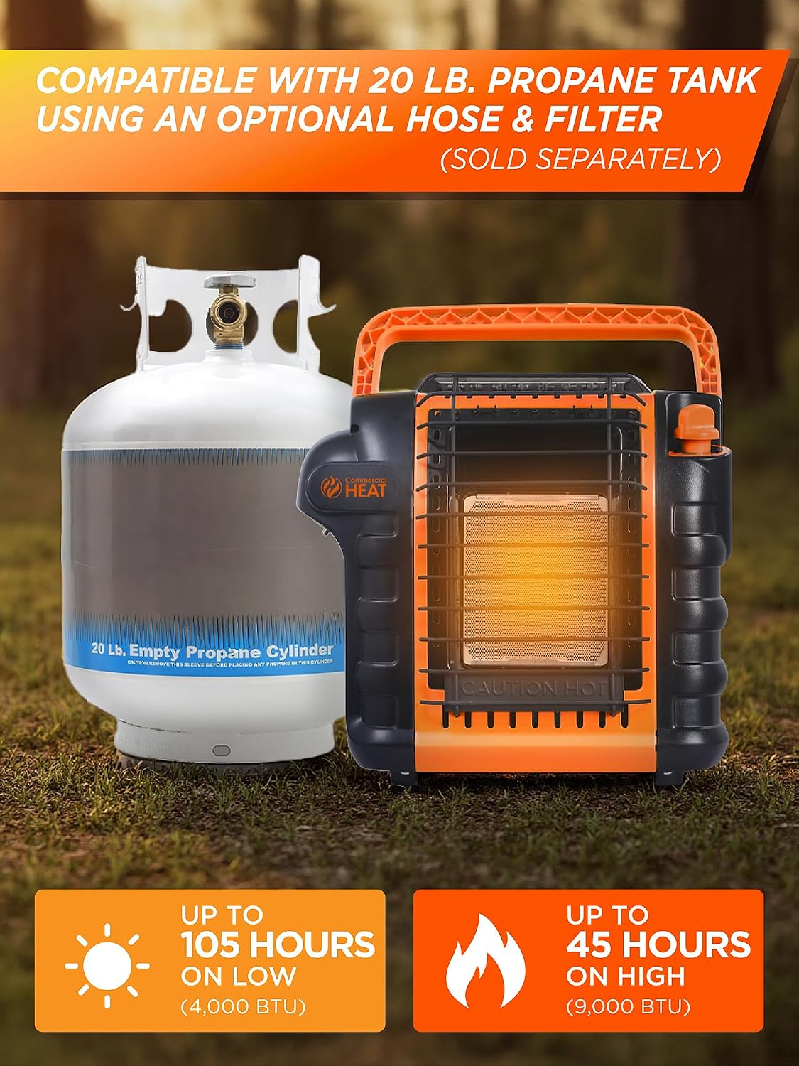 9000 BTU Outdoor Portable Propane Heater, CHP9000O, Orange