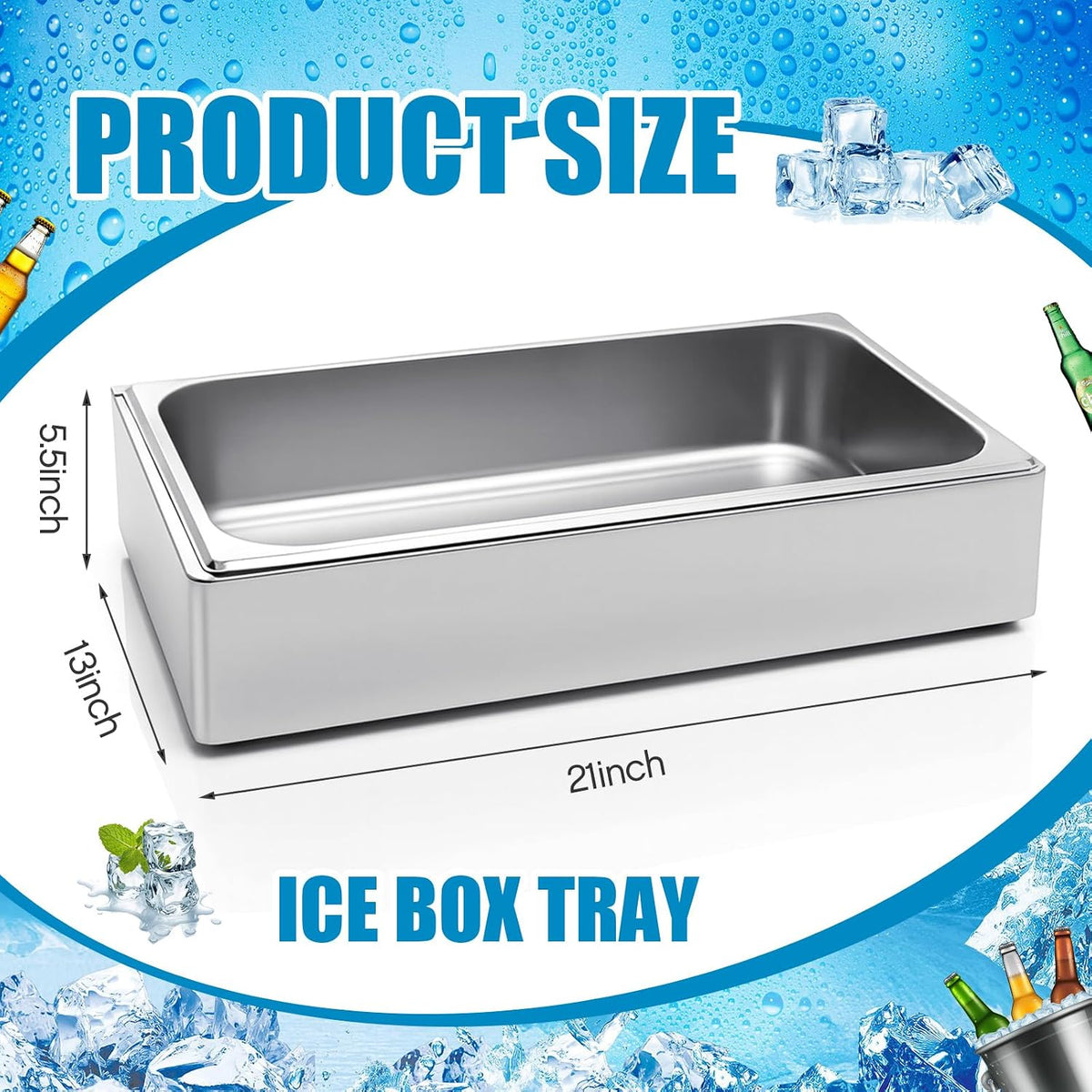 Large Ice Bin with Removable Stainless Steeltray for Party Buffet Drinks