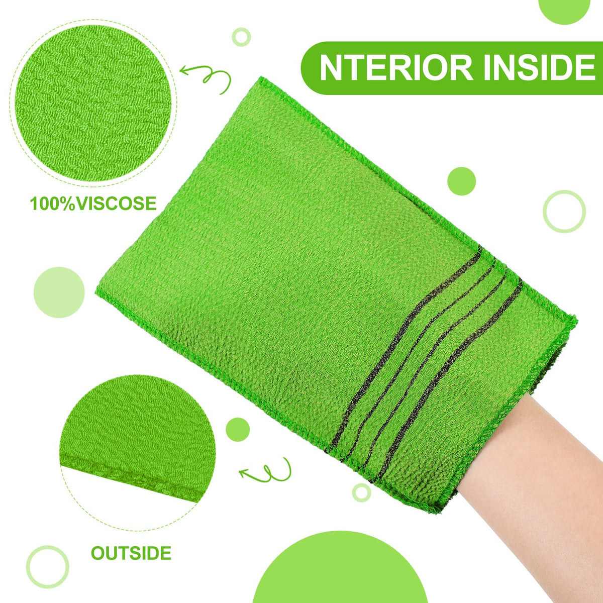 12 Pack Korean Exfoliating Mitts, Body Scrub, 8 x 5.5 in, Green
