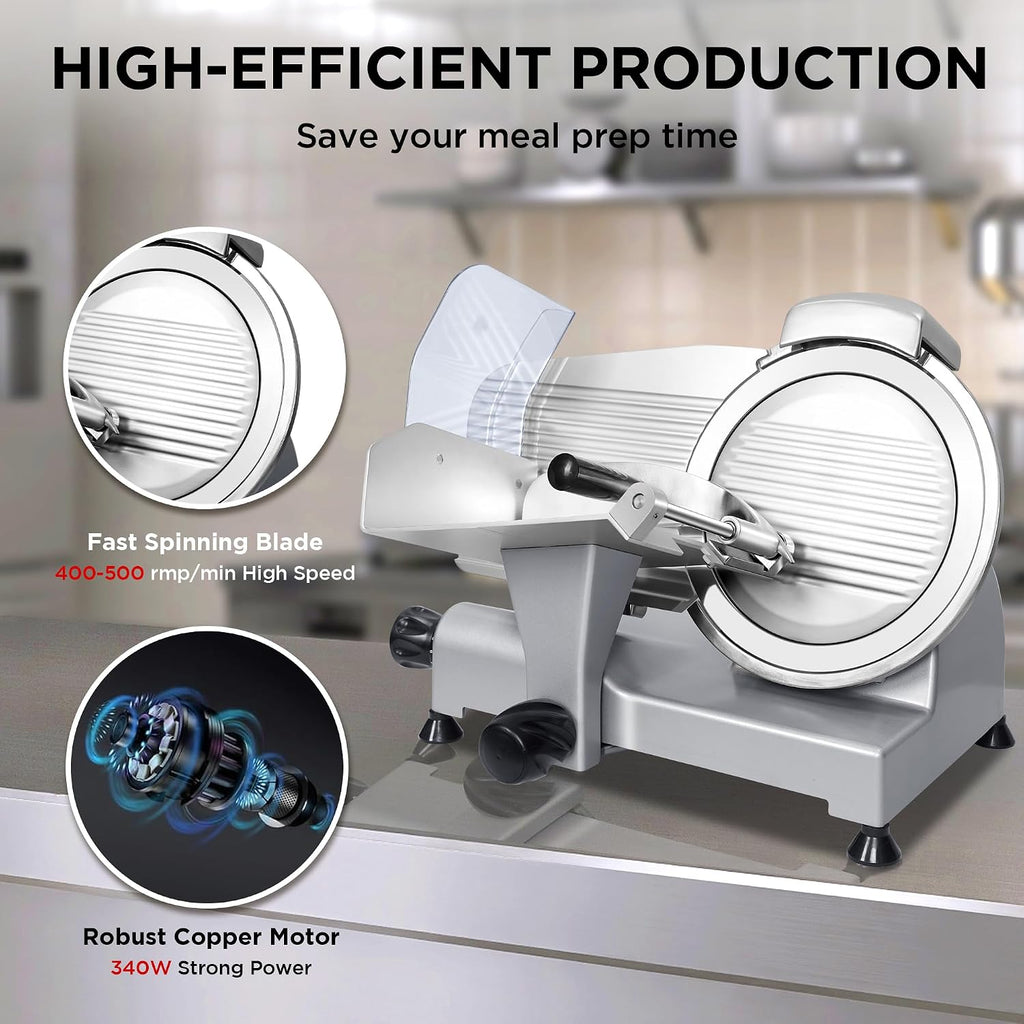 10" Commercial Meat Slicer, Electric Deli Slicer Built-in Sharpener