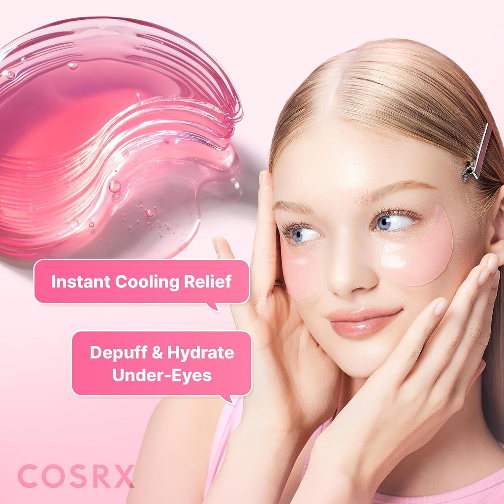 Pink Peptides Collagen Hydrogel Eye Patch for Puffy Eyes (60) | Cooling & Firming Under Eye Patches with 4-Peptide &