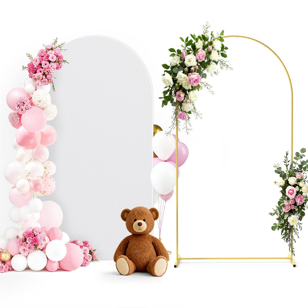 Arch Backdrop Stand and Cover Set, Metal, 7.2 ft, White
