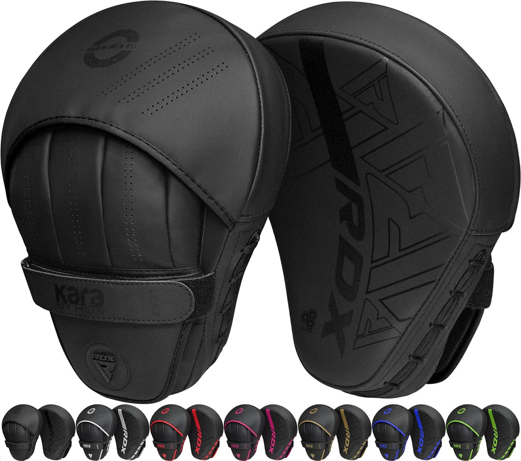 Boxing Pads Curved Focus Mitts, Maya Hide Leather Kara Hook and jab Training Pads, Adjustable Strap Ventilated, MMA