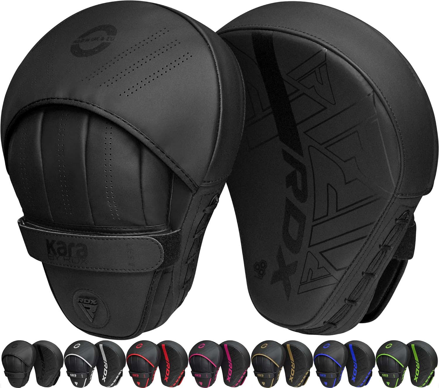 Boxing Pads Curved Focus Mitts, Maya Hide Leather Kara Hook and jab Training Pads, Adjustable Strap Ventilated, MMA