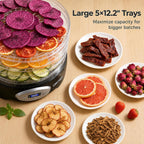 Food Dehydrator, 5 BPA-Free Trays, Adjustable Temp, 48H Timer, 420W