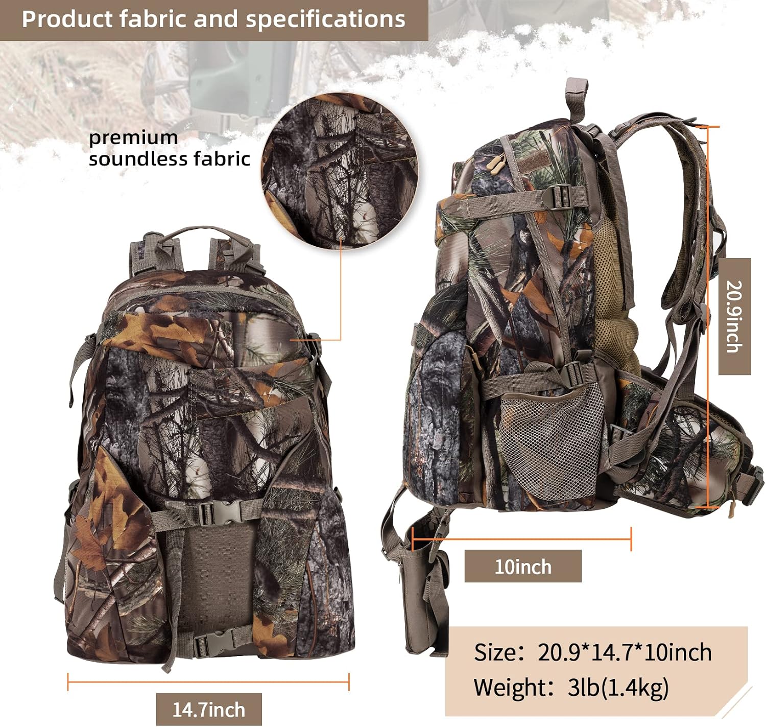 Hunting Backpack Outdoor Gear Day pack for Rifle Bow Hunting Gifts for Men | 50L Waterproof Hunting Packs for Men
