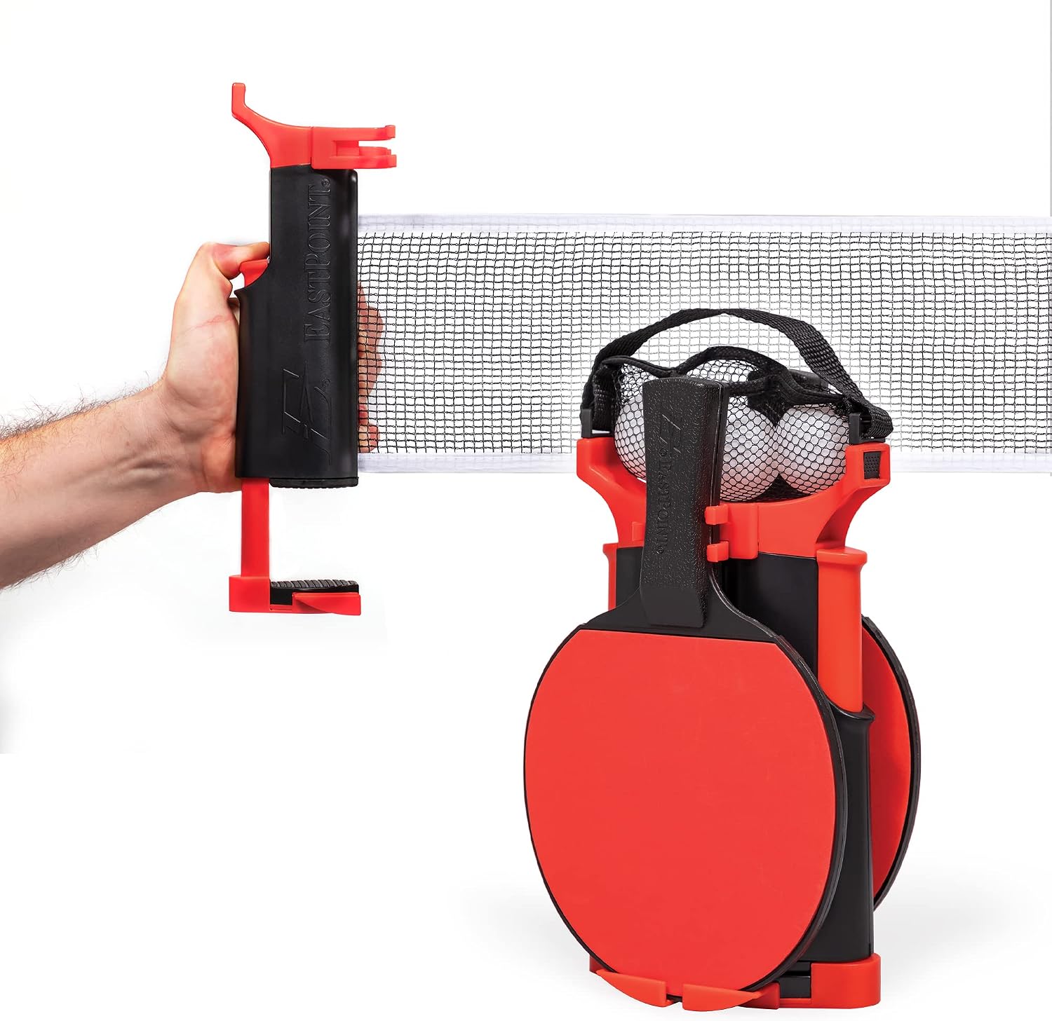 Everywhere Table Tennis Net & Paddle Set - Play Ping Pong Anywhere! Retractable Net Fits Most Tables Up to 60" Wide