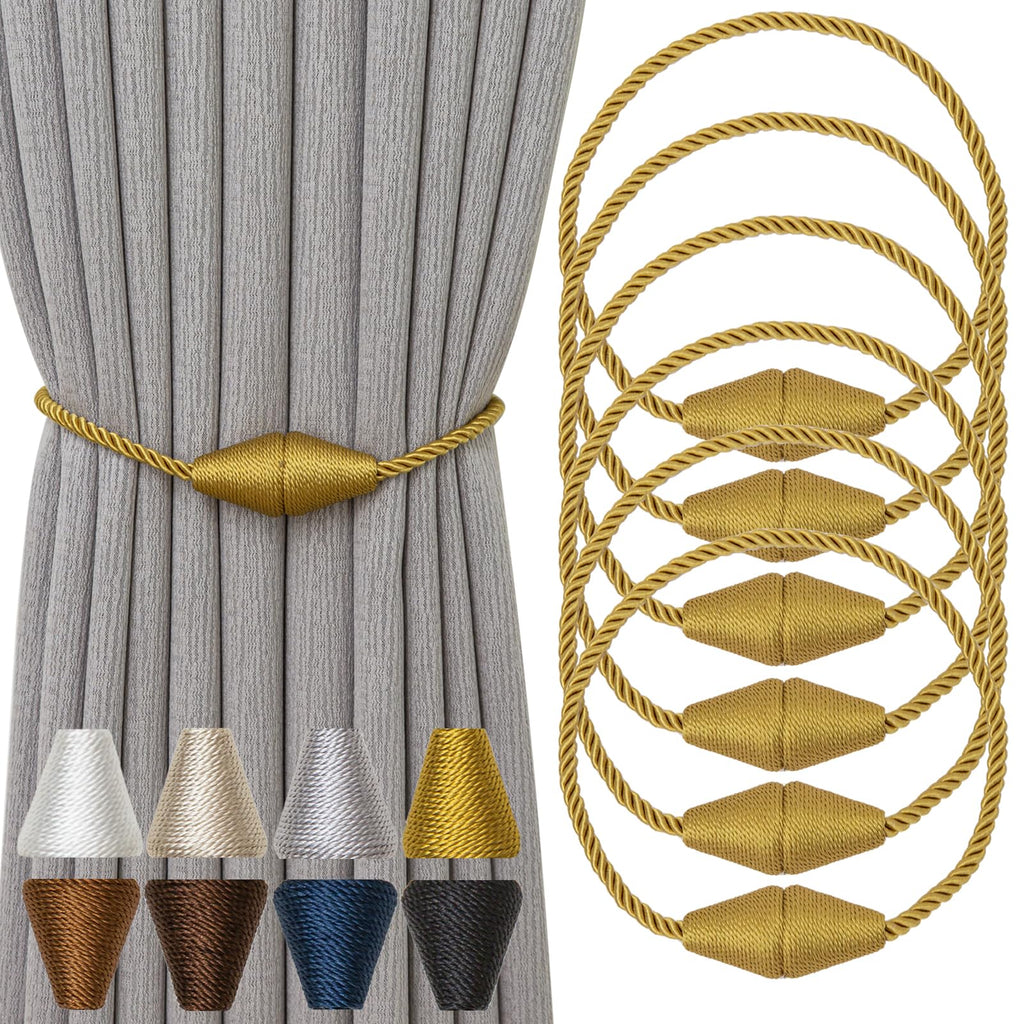 Magnetic Curtain Tiebacks 6 Pack Outdoor Rope Curtain Tie Backs Decorative Window Treatment Holdbacks for Home