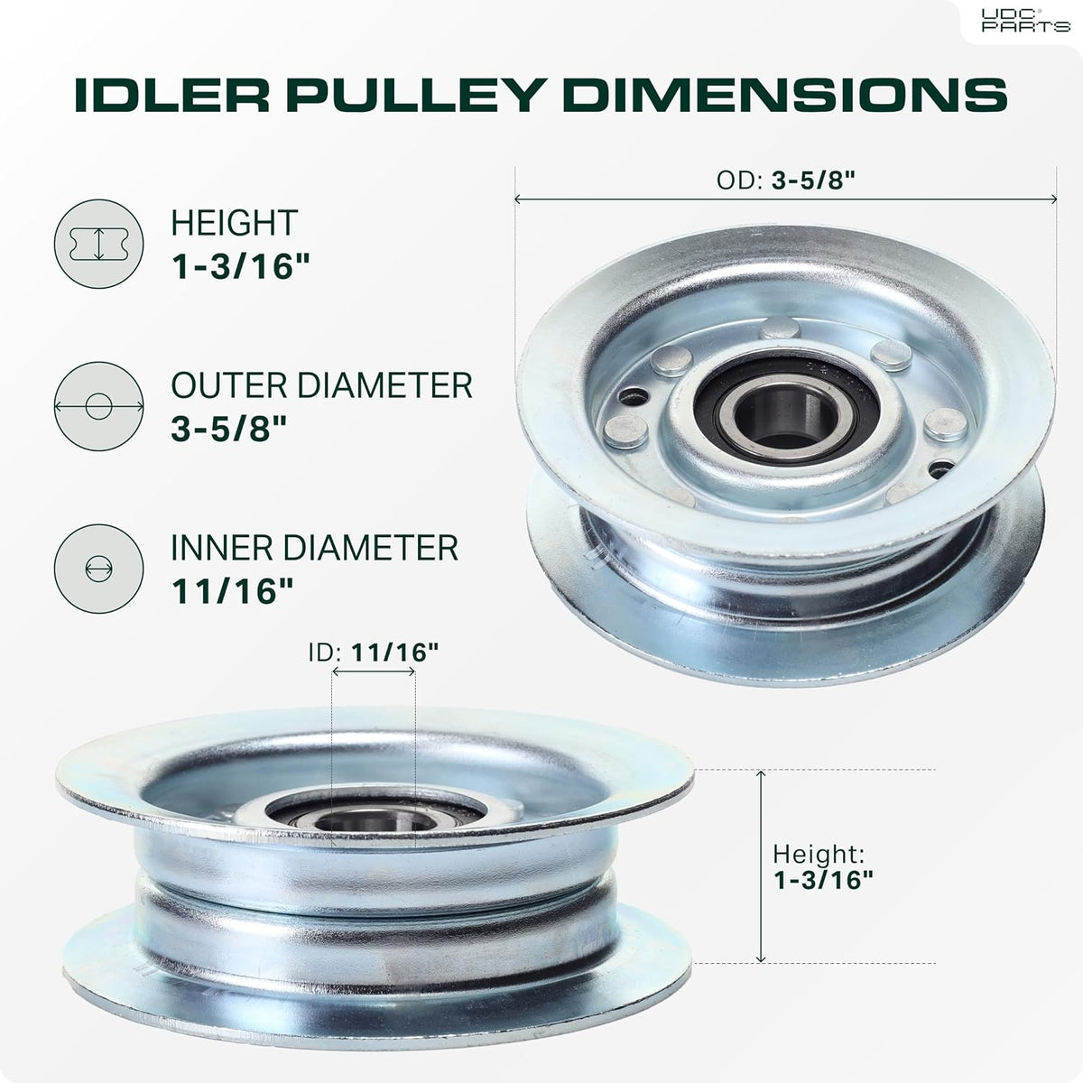 UDC Parts GY22172 Idler Pulley Replacement for John Deere GY20067 D110 D140