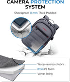 Camera Bag for DSLR, Waterproof Camera Backpacks for Photographers, Camera Case with Laptop Compartment-14 Grey