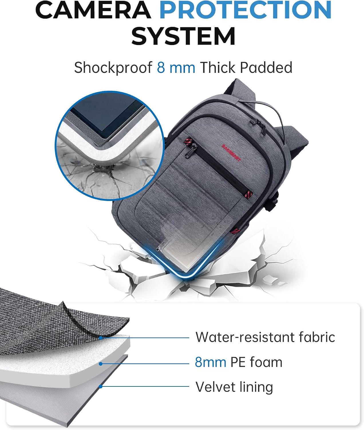 Camera Bag for DSLR, Waterproof Camera Backpacks for Photographers, Camera Case with Laptop Compartment-14 Grey