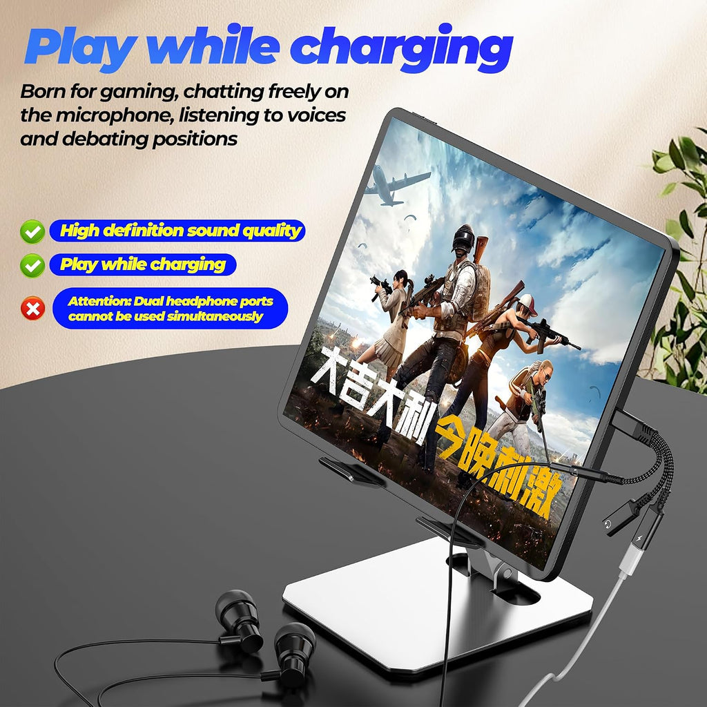 Aux to USB C Adapter (3 in 1) Headphone for iPhone 17 16 15 Audio 3.5mm Jack Splitter Cable Type C for Apple Charger