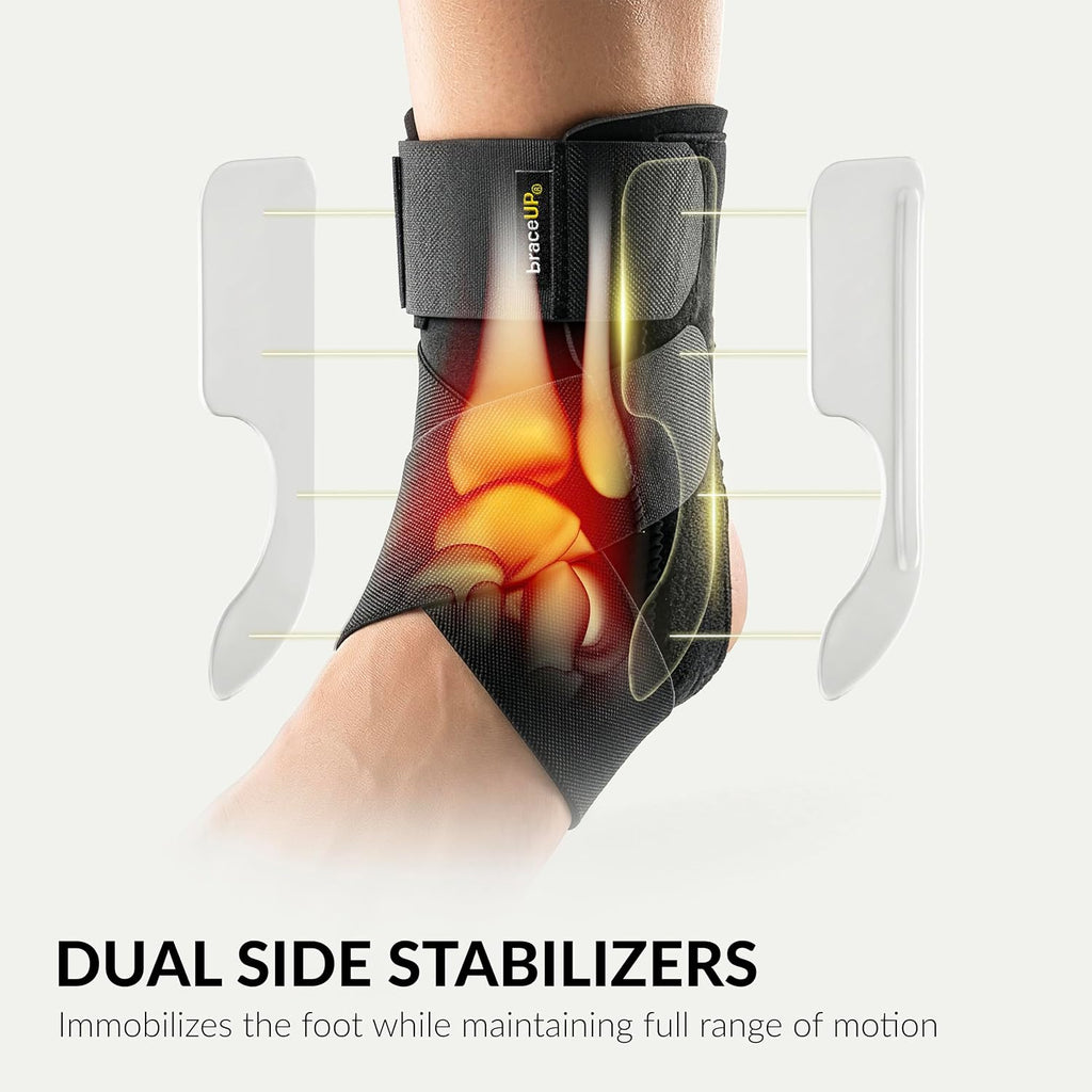 Ankle Brace - Relieve Pain, Enhance Stability for Foot Pain, Sprained Ankle, Achilles Tendonitis, Men and Women (Black)